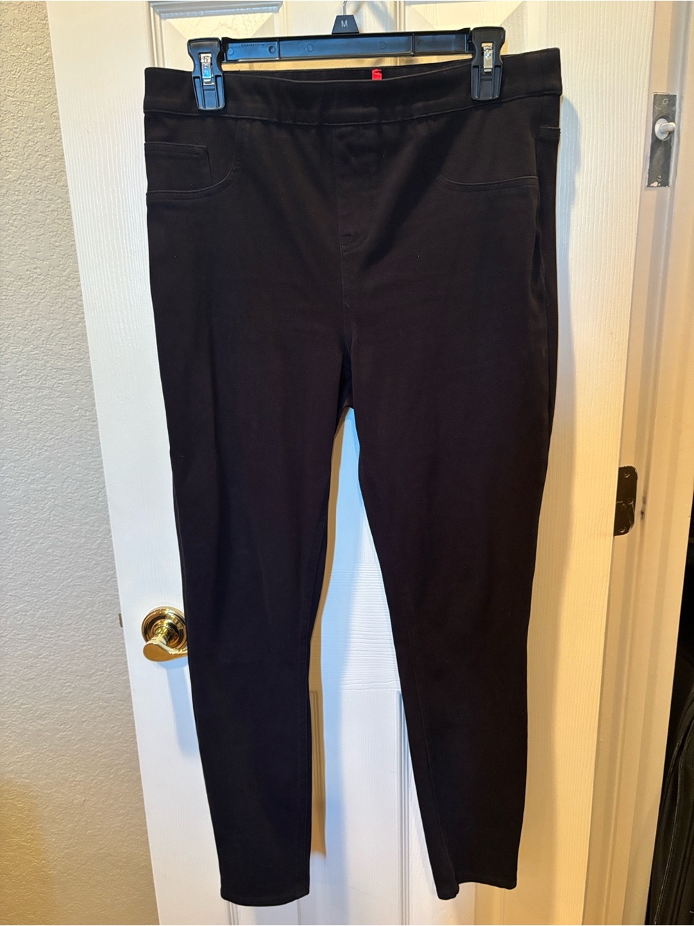 Spanx Jean-ish Ankle Leggings Very Black Shaping Pull-On Pants Women's Large